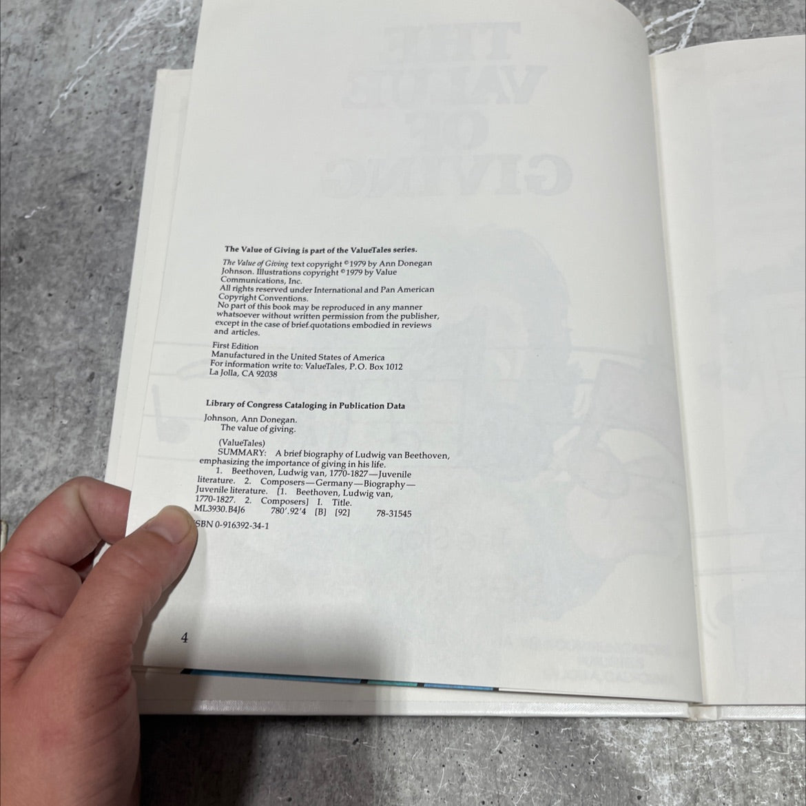 the value of giving book, by ann donegan johnson, 1979 Hardcover image 3