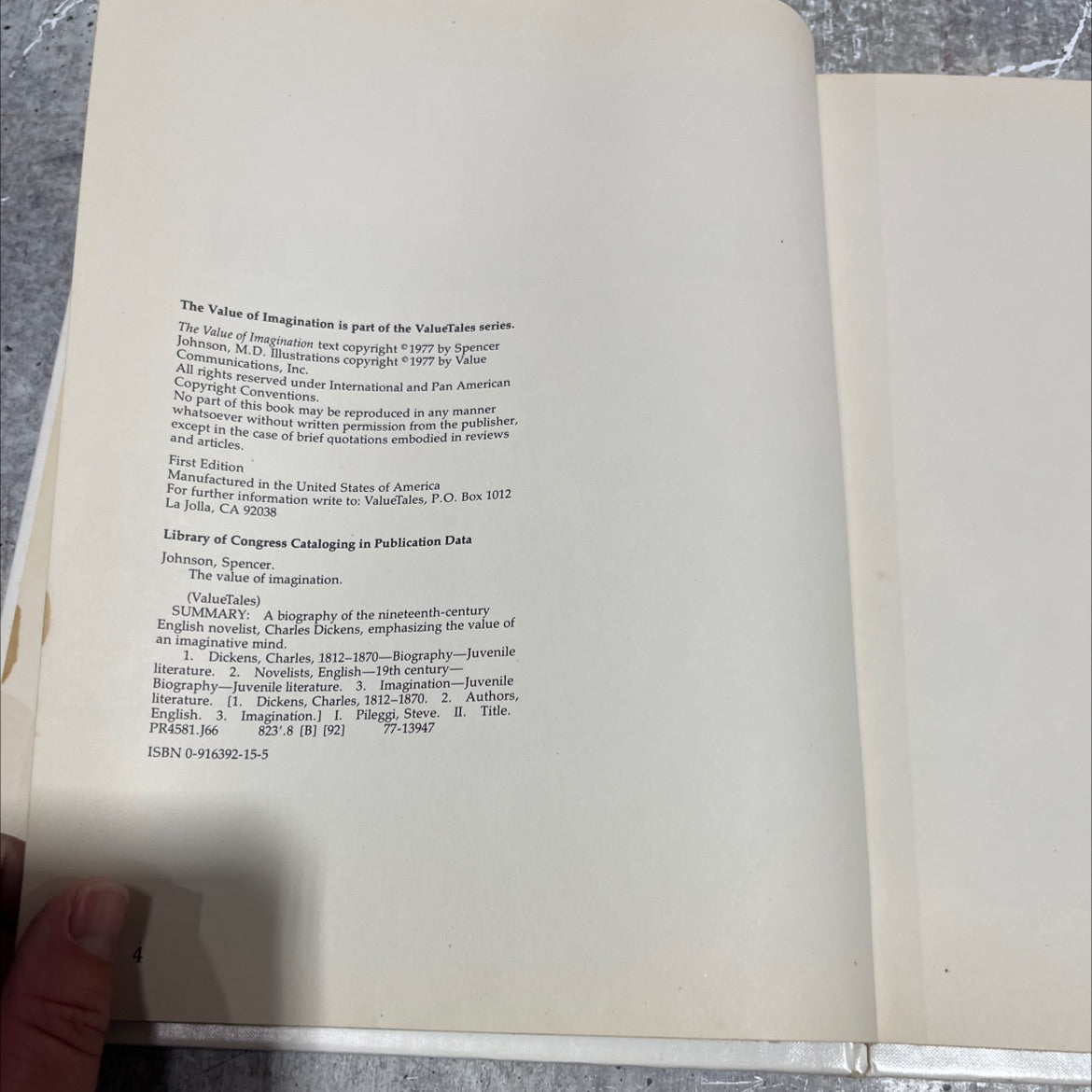 the value of imagination book, by Spencer Johnson, M.D., 1977 Hardcover image 3