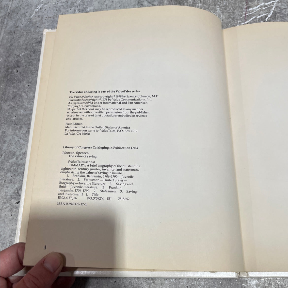 the value of saving book, by spencer johnson, m.d., 1978 Hardcover image 3