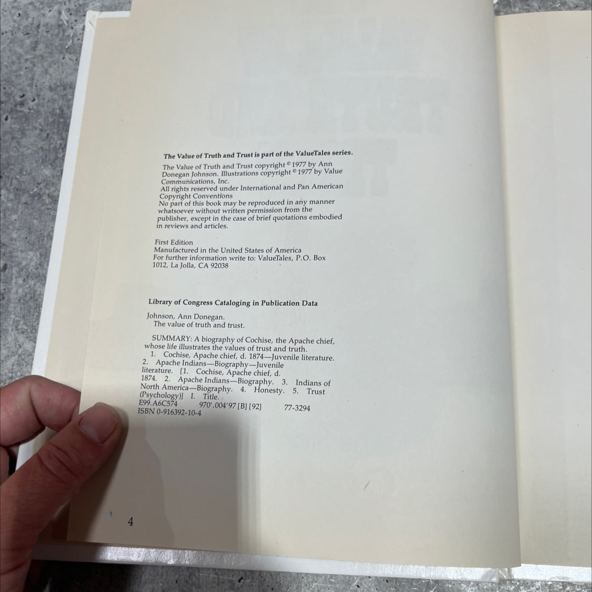 the value of truth and trust book, by ann donegan johnson, 1977 Hardcover image 3