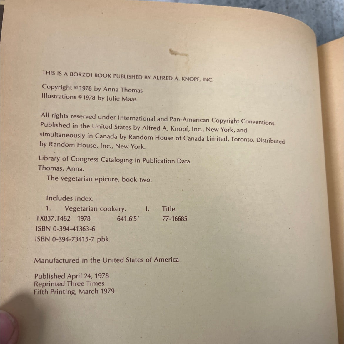 the vegetarian epicure book two book, by Anna Thomas, 1978 Hardcover image 3
