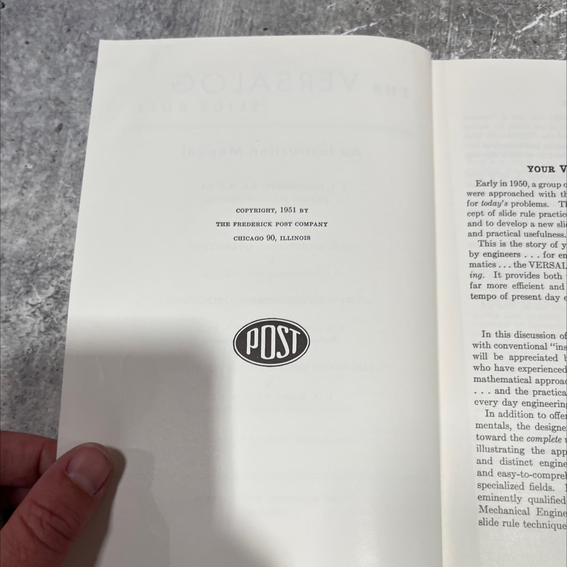 the versalog slide rule an instruction manual book, by e. i. fiesenheiser, 1951 Hardcover image 3