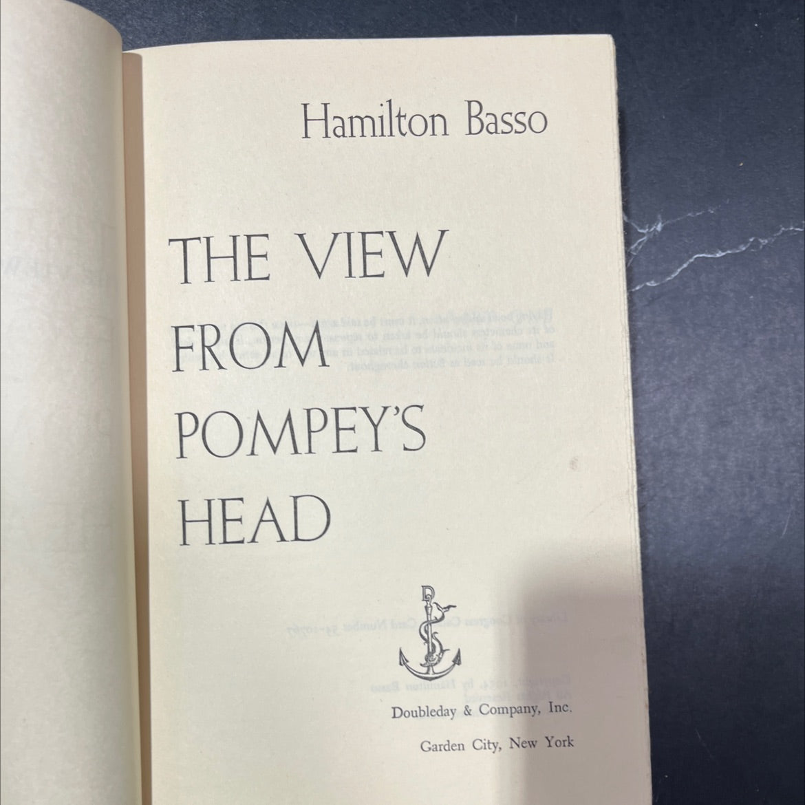 the view from pompey's head book, by Hamilton Basso, 1954 Hardcover image 2