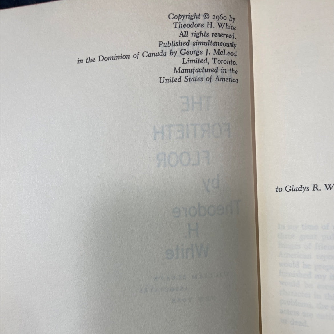 the view from the fortieth floor book, by Theodore H. White, 1960 Hardcover image 3