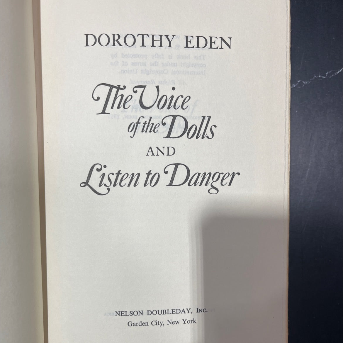 the voice of the dolls book, by dorothy eden, 1957 Hardcover image 2