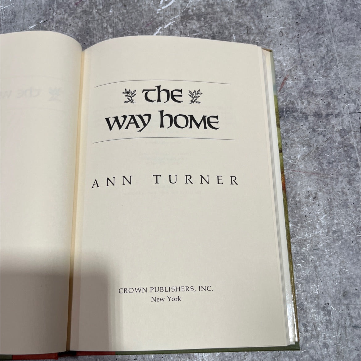 the way home book, by ann turner, 1982 Hardcover image 2