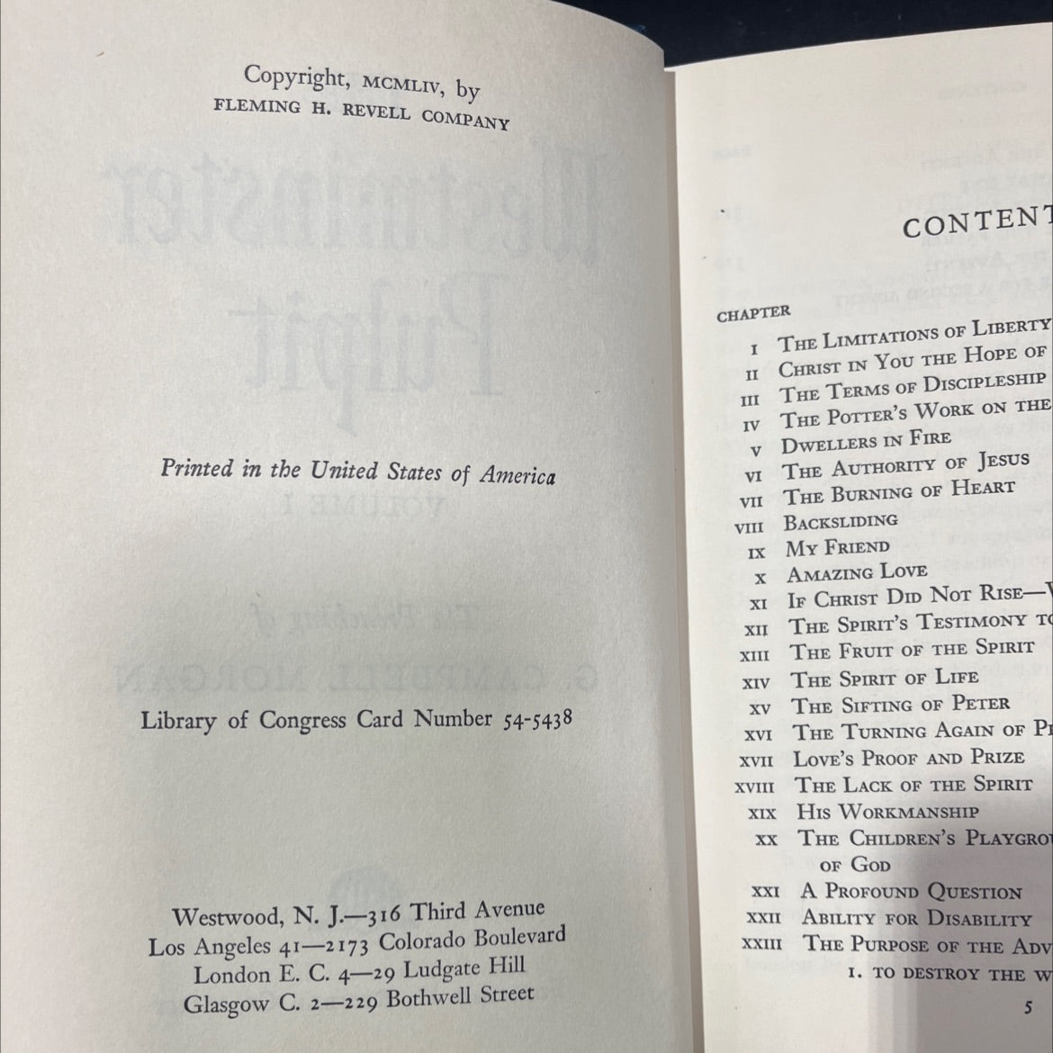 the westminster pulpit volume i the preaching of g. campbell morgan book, by g. campbell morgan, 1954 Hardcover image 3