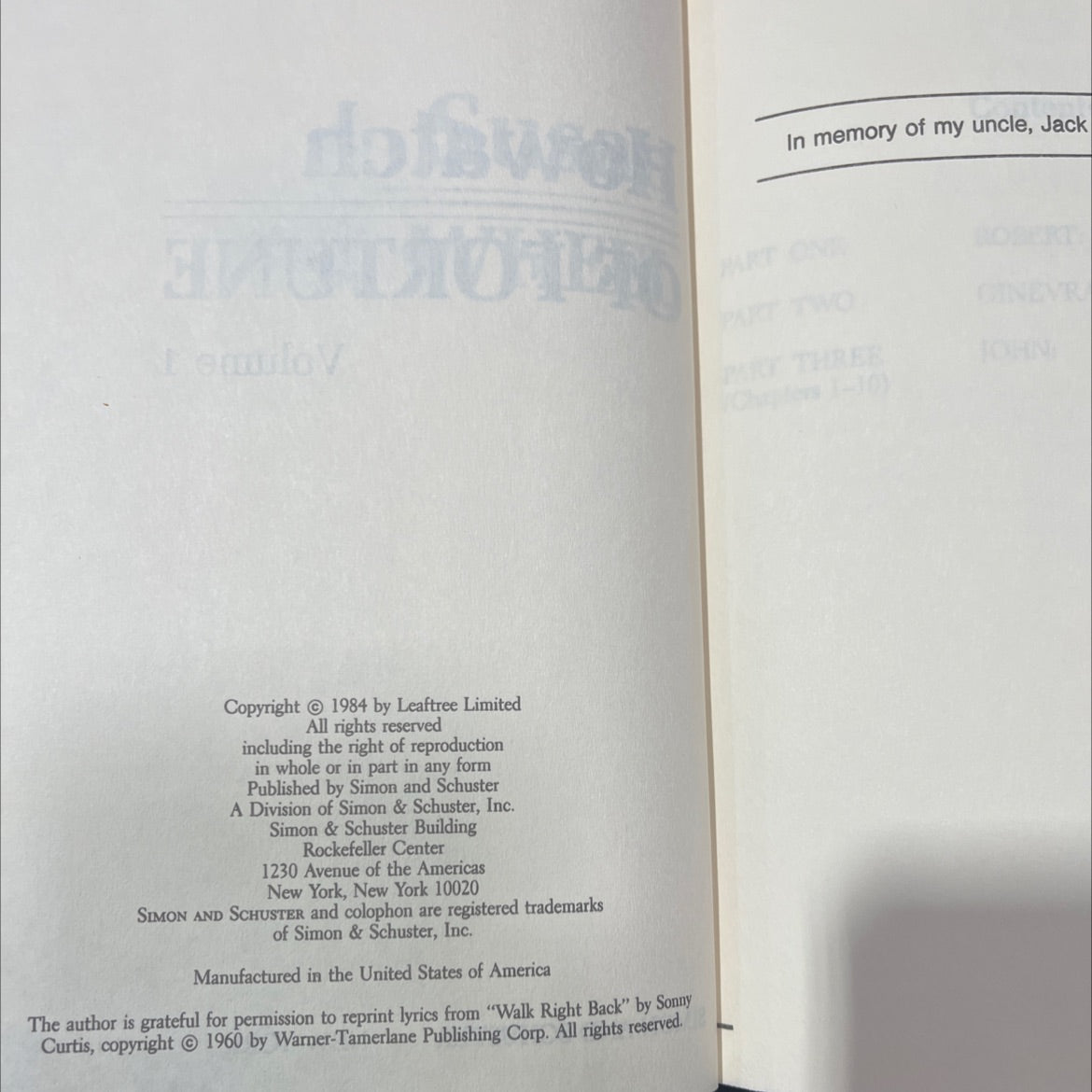 the wheel of fortune volume 1 book, by susan howatch, 1984 Hardcover image 3