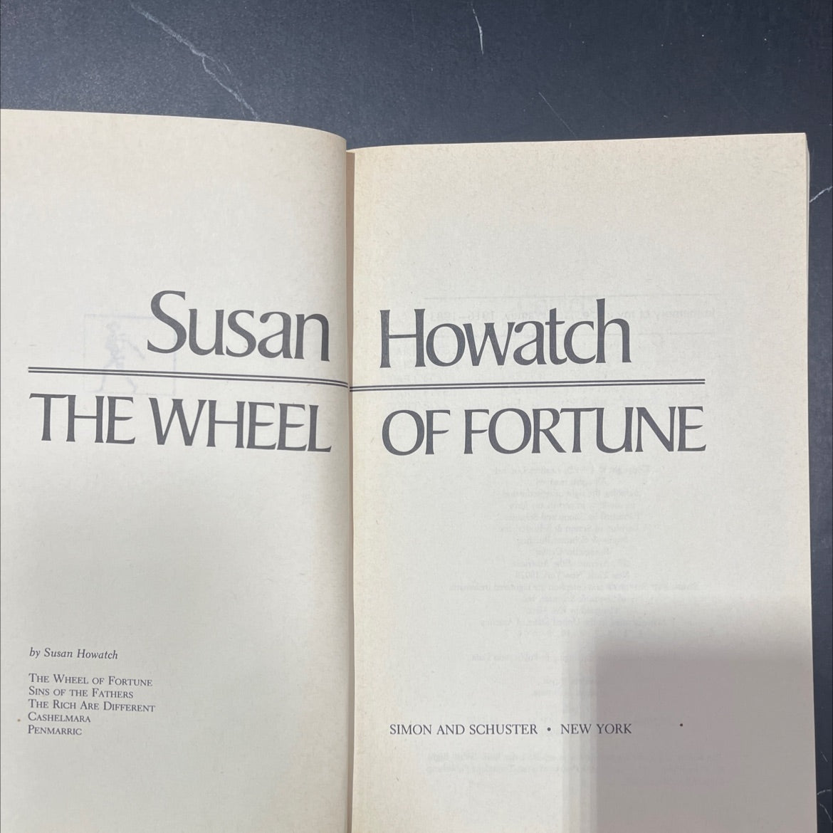 the wheel of fortune book, by Susan Howatch, 1984 Hardcover image 2