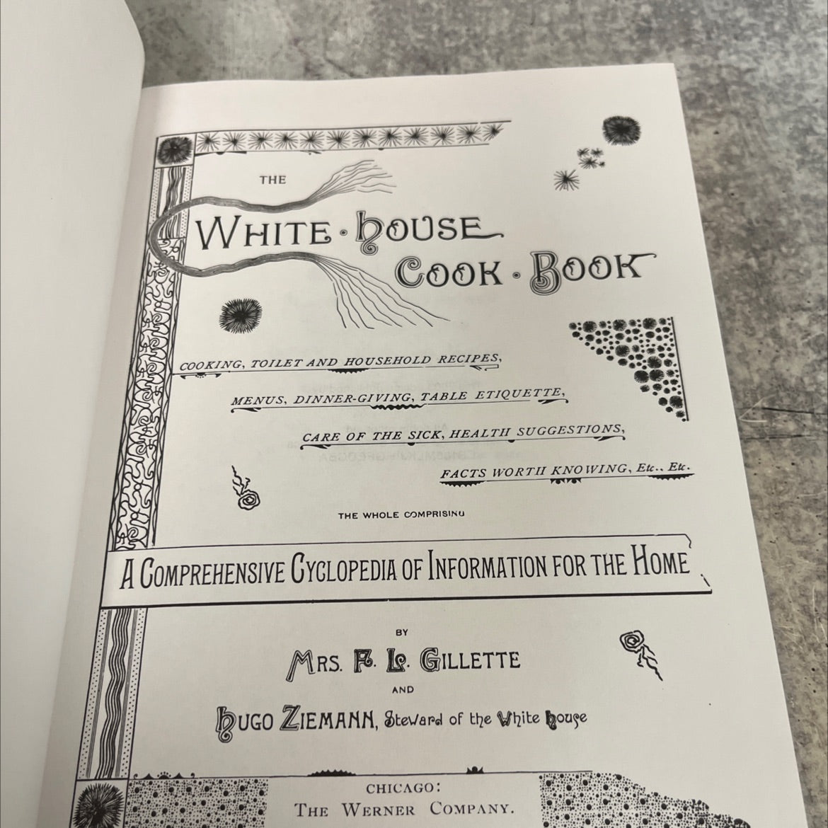 the white house cook book book, by mrs. fl. gillette and bugo ziemann, 2003 Hardcover image 2