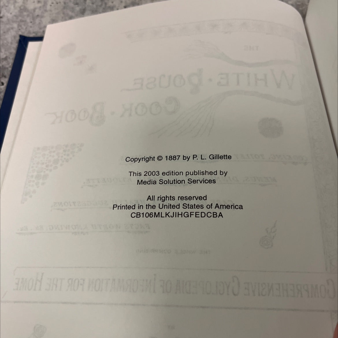 the white house cook book book, by mrs. fl. gillette and bugo ziemann, 2003 Hardcover image 3