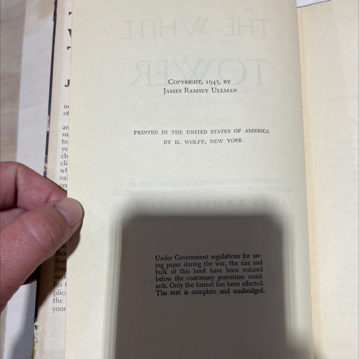 the white tower book, by james ramsey ullman, 1945 Hardcover image 3