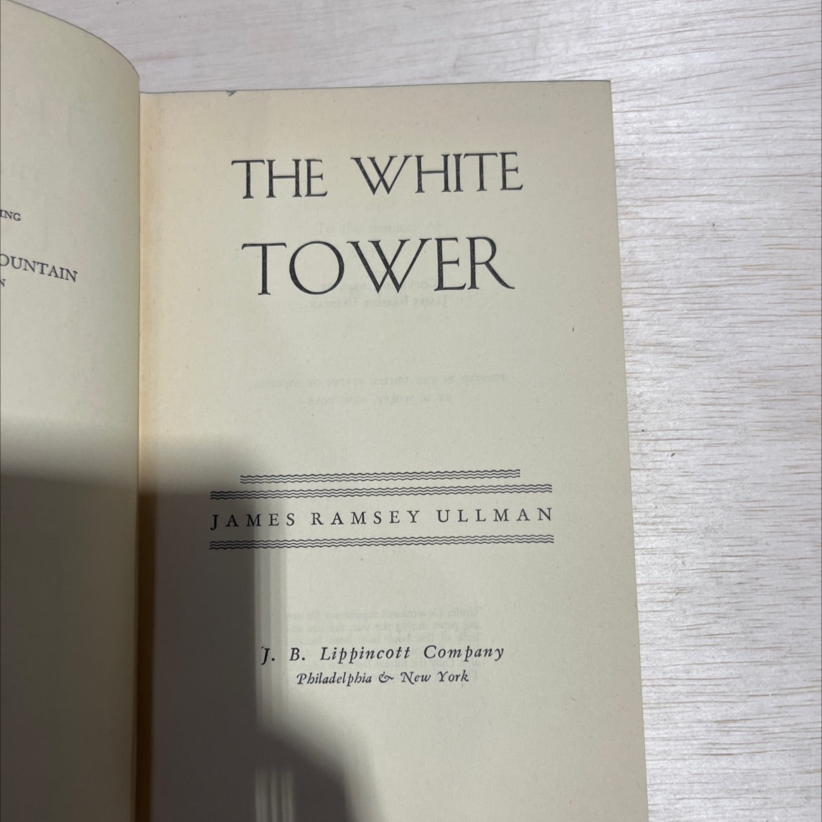 the white tower book, by james ramsey ullman, 1945 Hardcover image 2