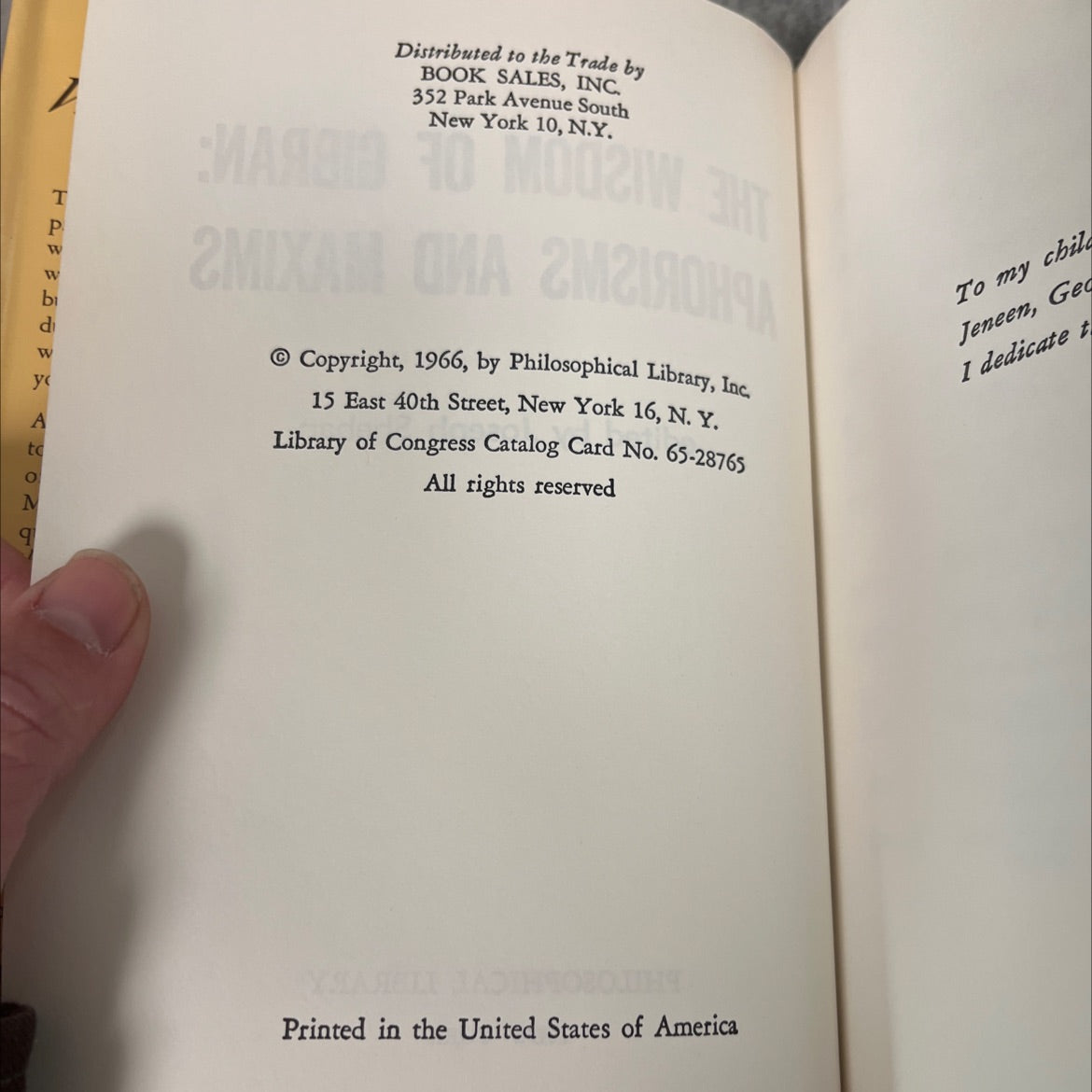 the wisdom of gibran: aphorisms and maxims book, by Kahlil Gibran, 1966 Hardcover image 3