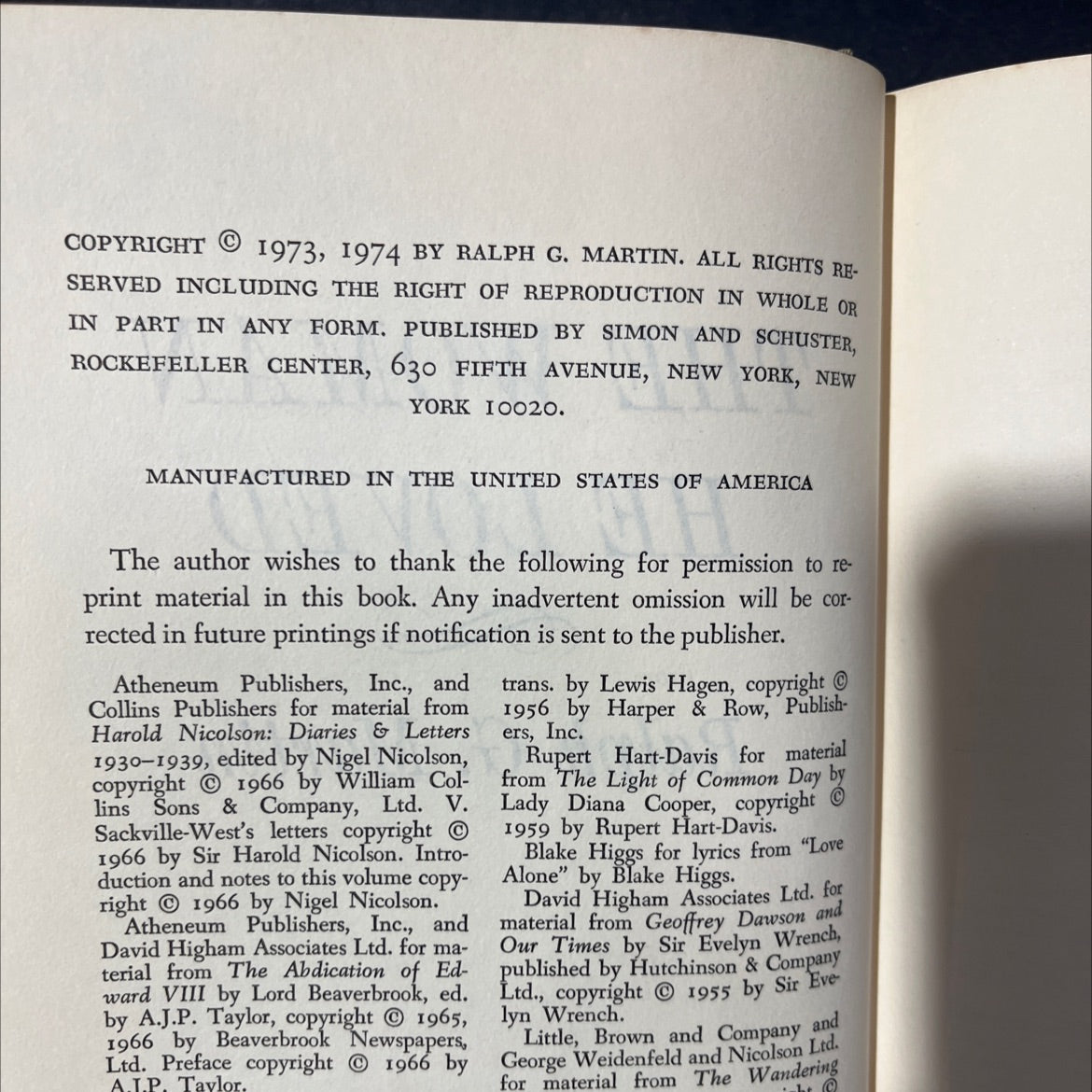 the woman he loved book, by ralph g. martin, 1974 Hardcover image 3