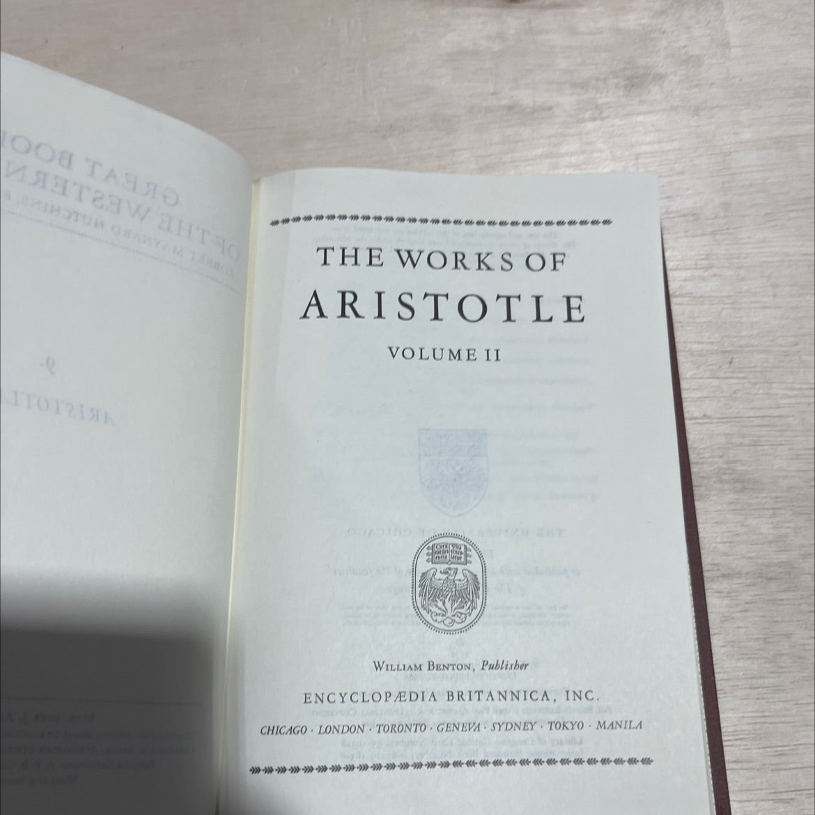 the works of aristotle volume ii book, by aristotle, 1988 Hardcover image 2