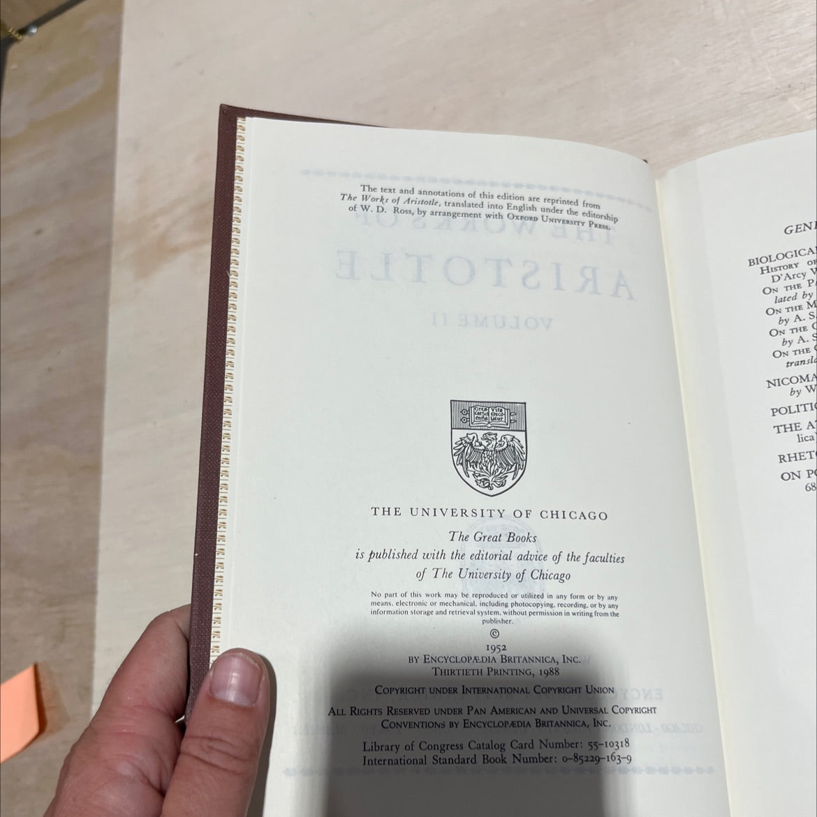 the works of aristotle volume ii book, by aristotle, 1988 Hardcover image 3