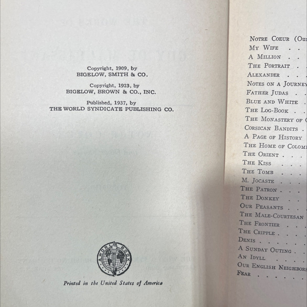 the works of guy de maupassant notre coeur and other stories volume x book, by guy de maupassant, 1937 Hardcover image 3