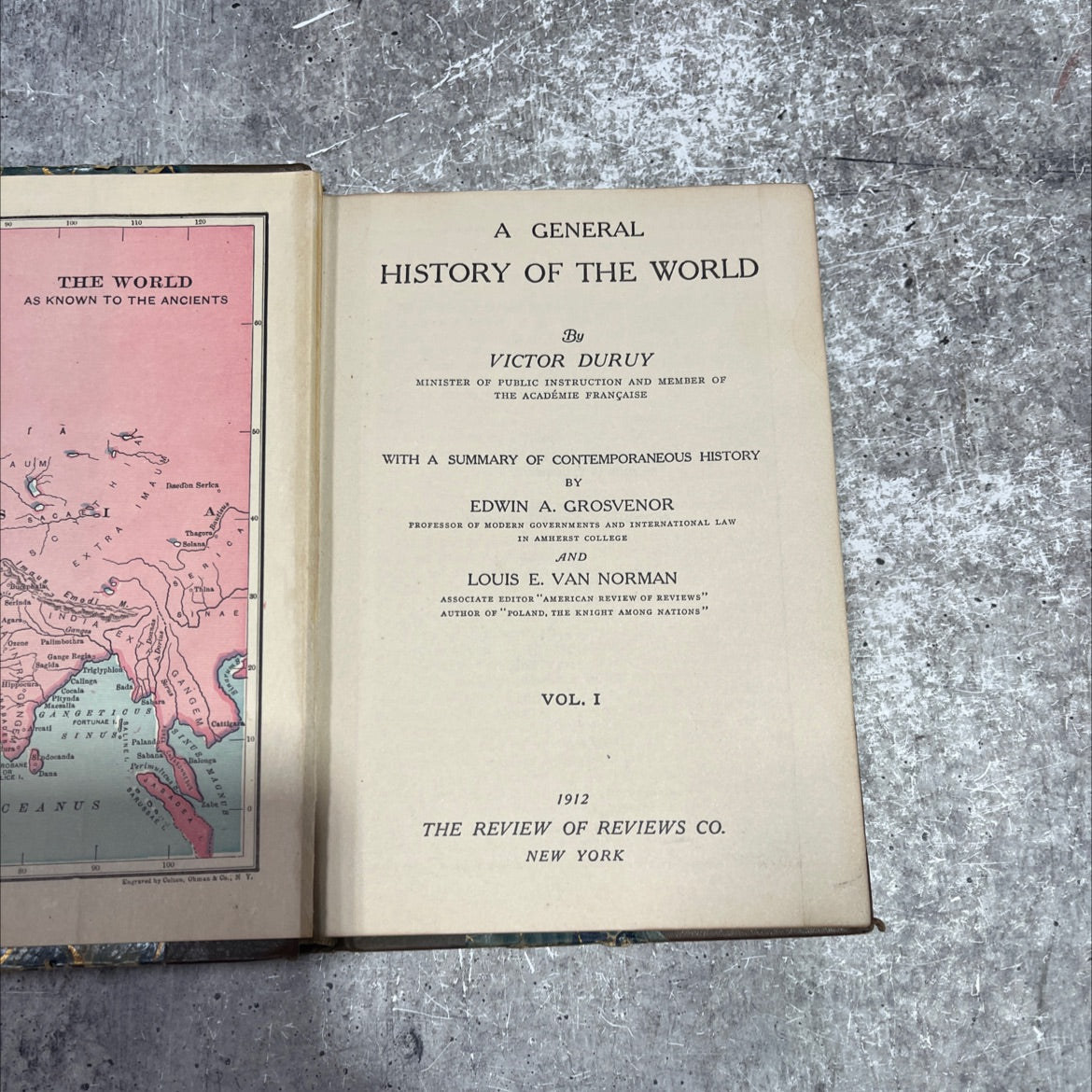 the world as known to the ancients a general history of the world book, by victor duruy, 1912 Hardcover image 2