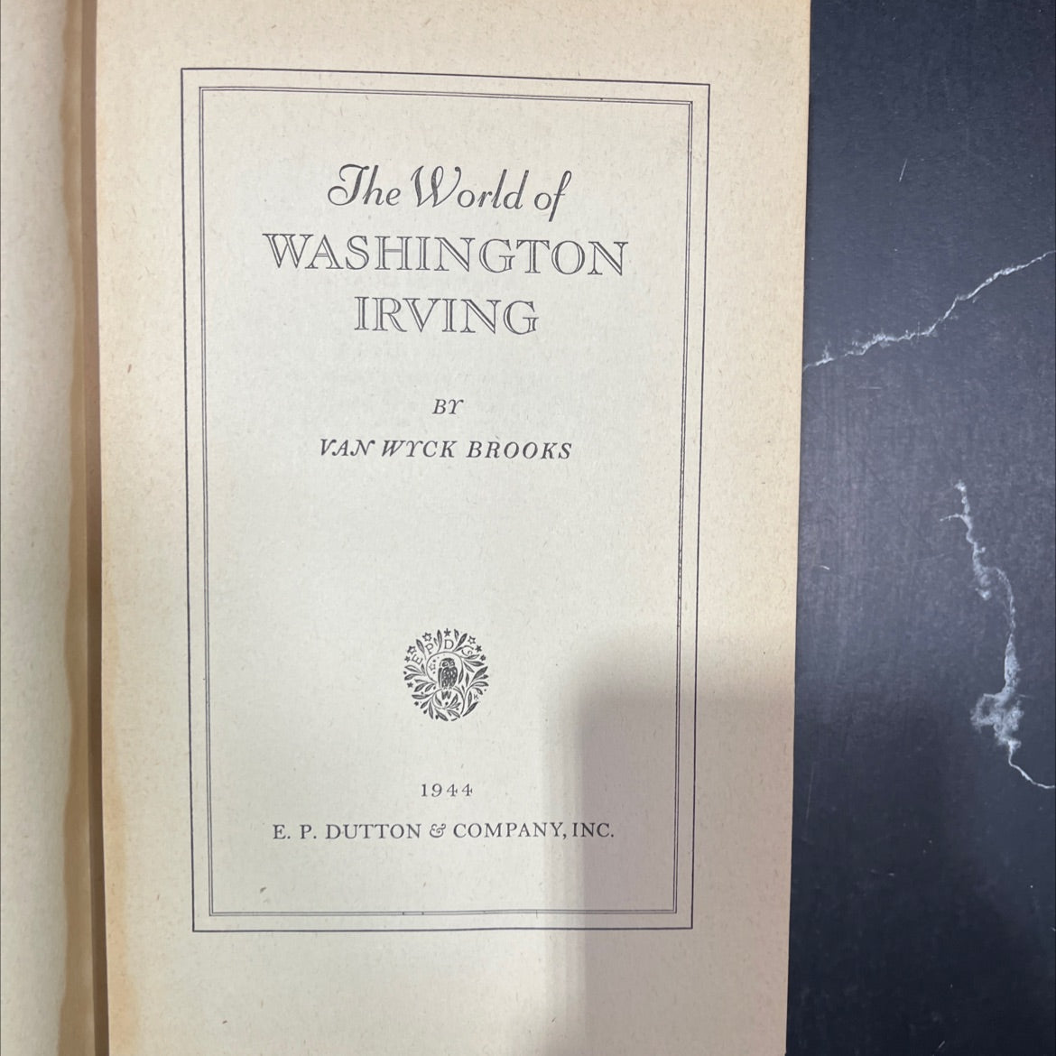 the world of washington irving book, by van wyck brooks, 1944 Hardcover image 2