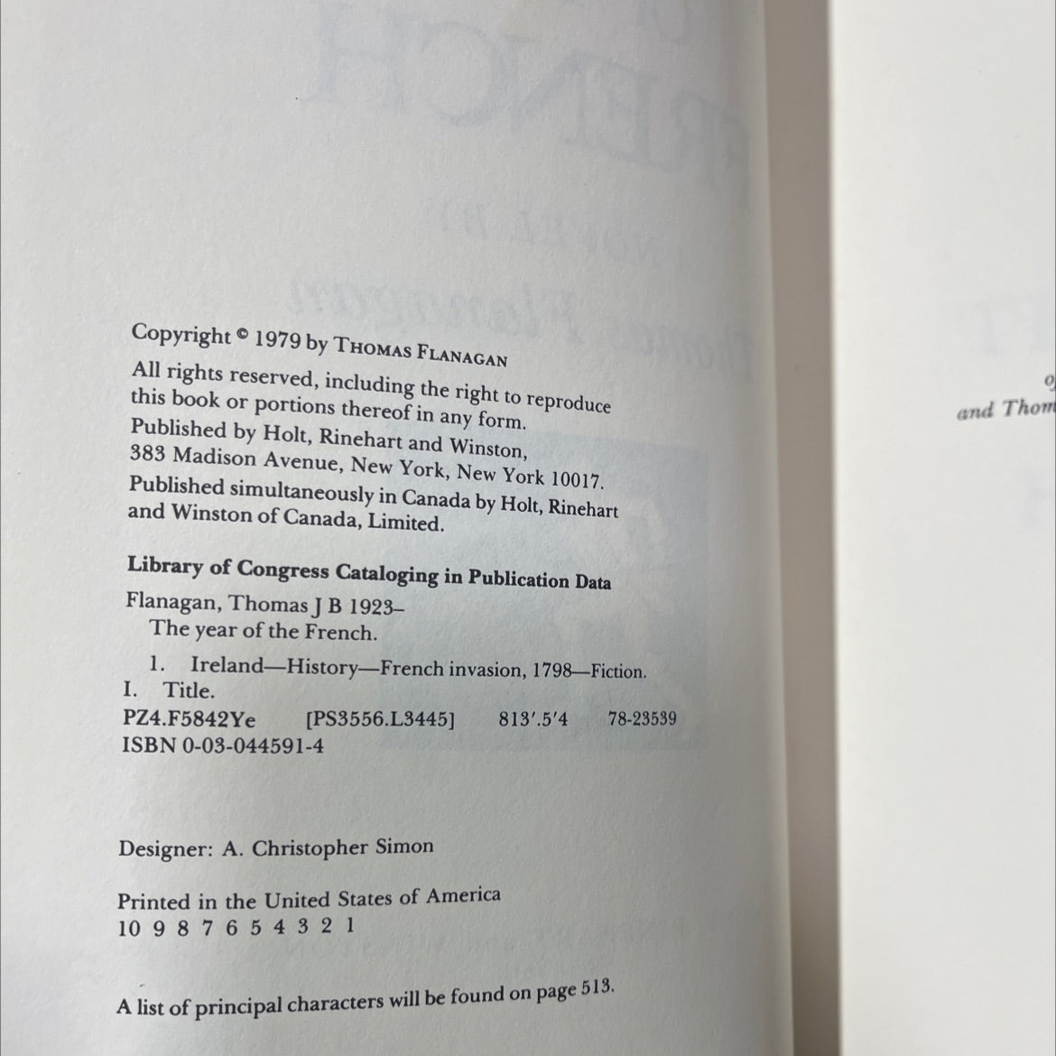 the year of the french book, by Thomas Flanagan, 1979 Hardcover image 3
