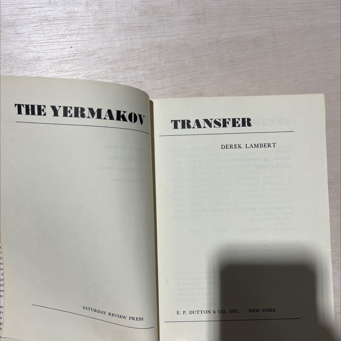 the yermakov transfer book, by derek lambert, 1974 Hardcover, Vintage image 2