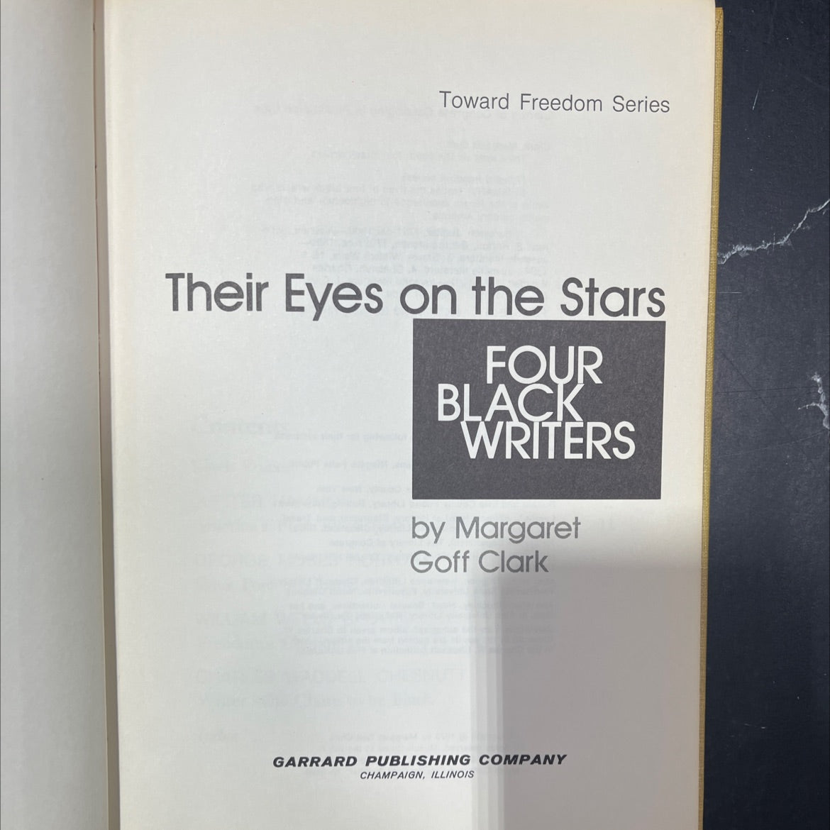 their eyes on the stars: four black writers book, by Margaret Goff Clark, 1973 Hardcover image 2