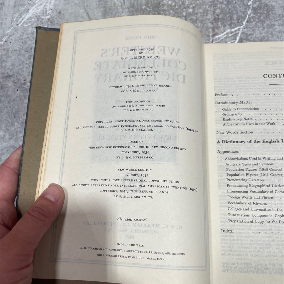 thin paper webster's collegiate dictionary fifth edition book, by