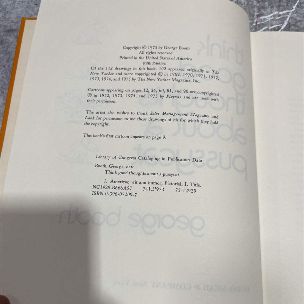 think good thoughts about a pussycat book, by George Booth, 1975 Hardcover image 3