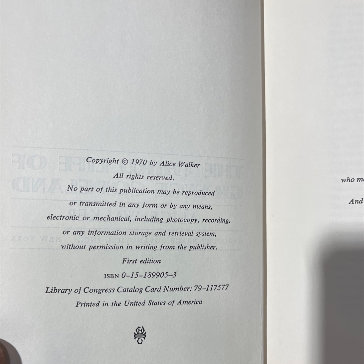 third life of grange copeland book, by Alice Walker, 1970 Hardcover image 3