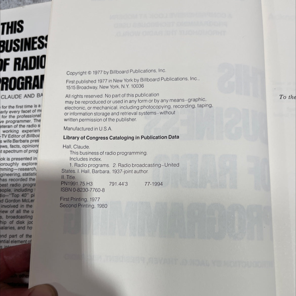 this business of radio programming book, by claude hall, barbara hall, 1980 Hardcover image 3