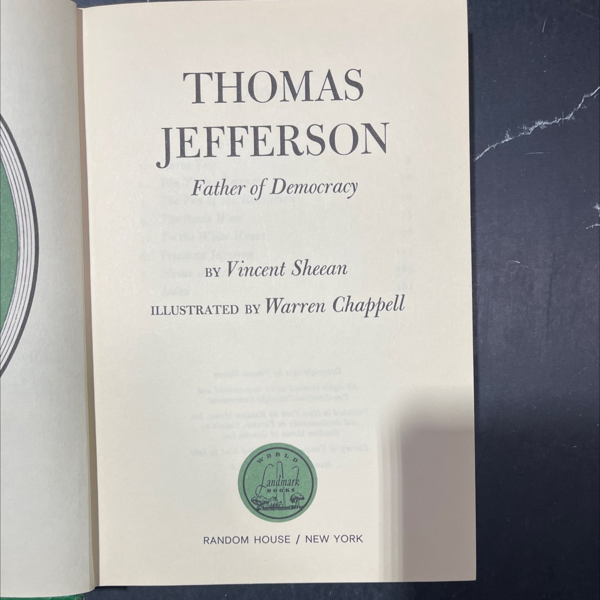 thomas jefferson father of democracy book, by Vincent Sheean, 1953 Hardcover image 2