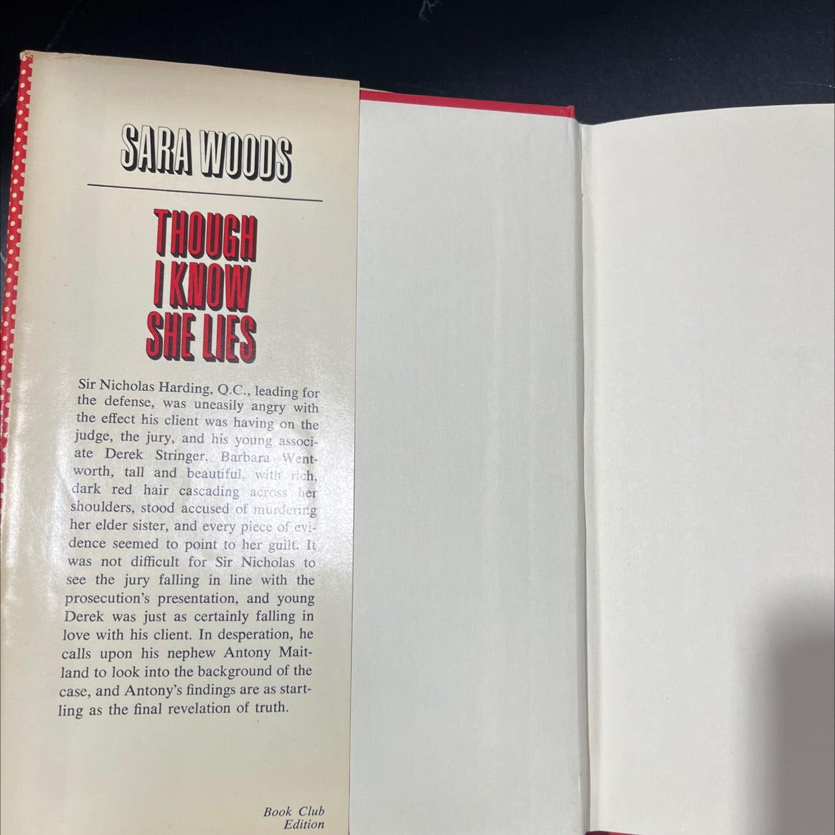 though i know she lies book, by sara woods, 1965 Hardcover image 4