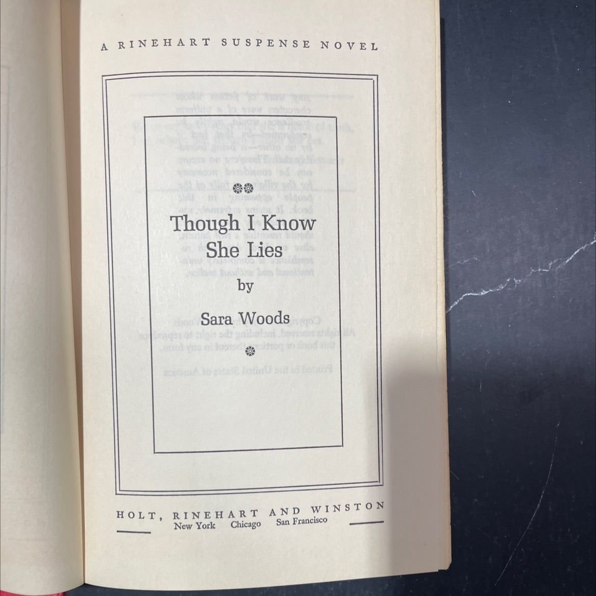 though i know she lies book, by sara woods, 1965 Hardcover image 2