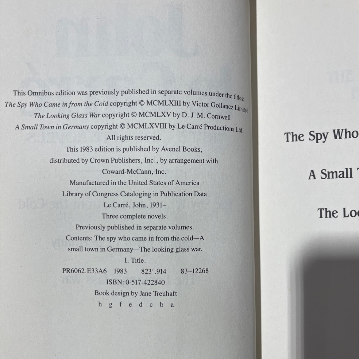 three complete novels book, by john le carré, 1983 Hardcover image 3