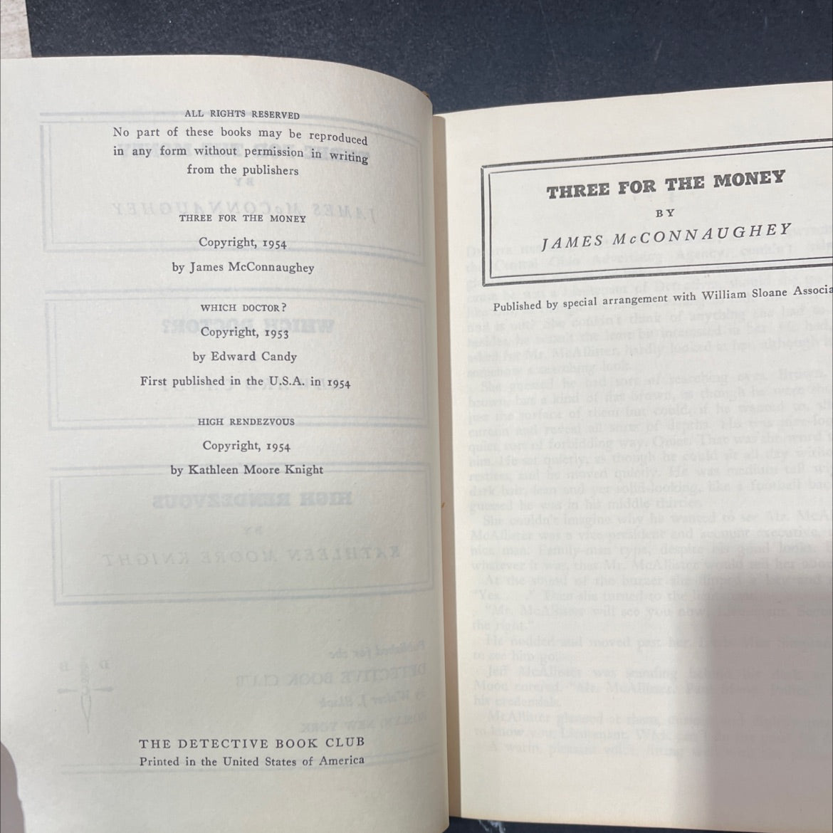 three for the money book, by James McConnaughey, 1954 Hardcover image 3