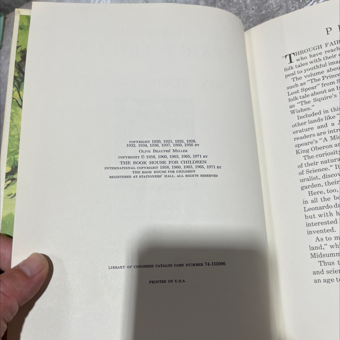 through fairy halls of my book house book, by olive beaupré miller, 1971 Hardcover image 3