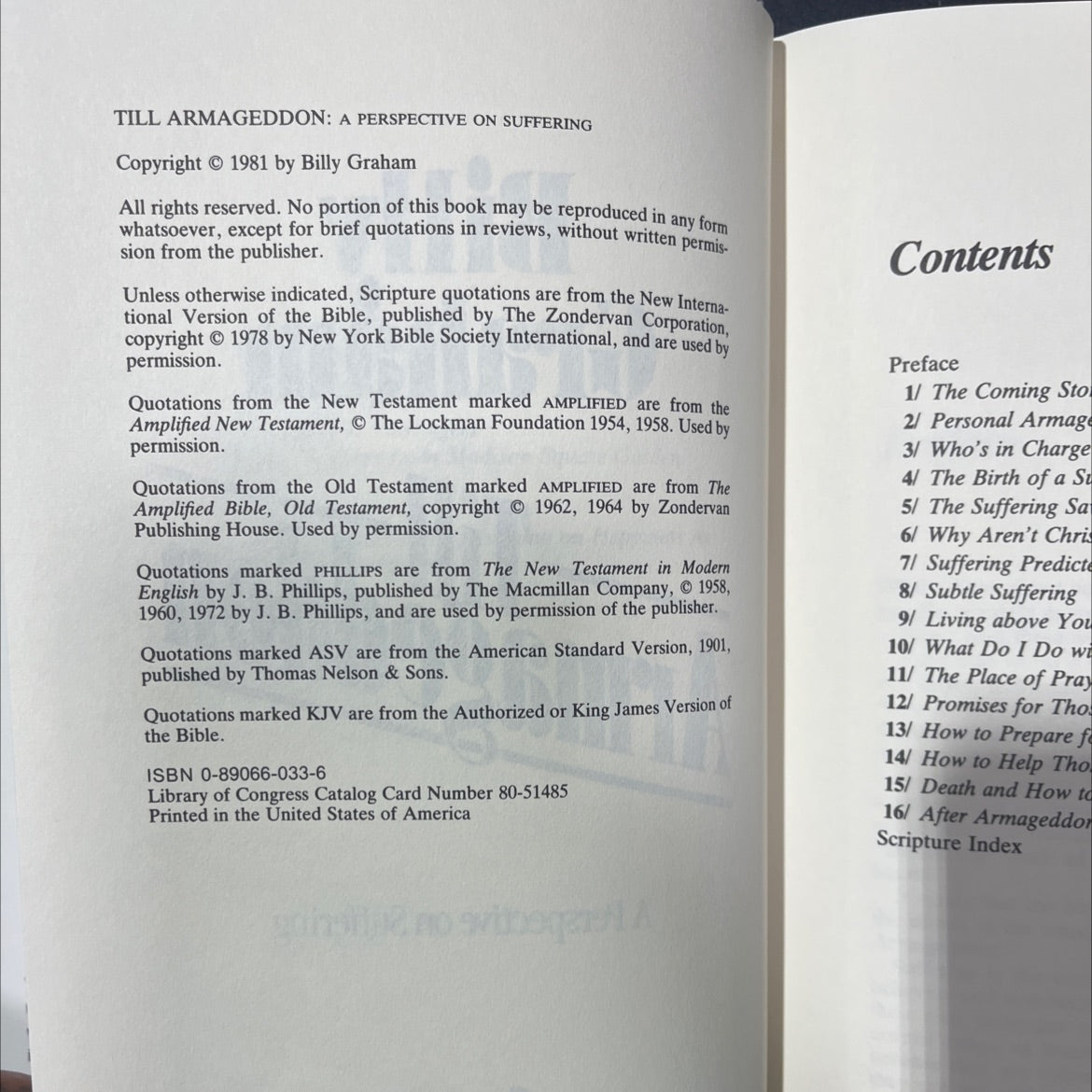 till armageddon: a perspective on suffering book, by Billy Graham, 1981 Hardcover image 3