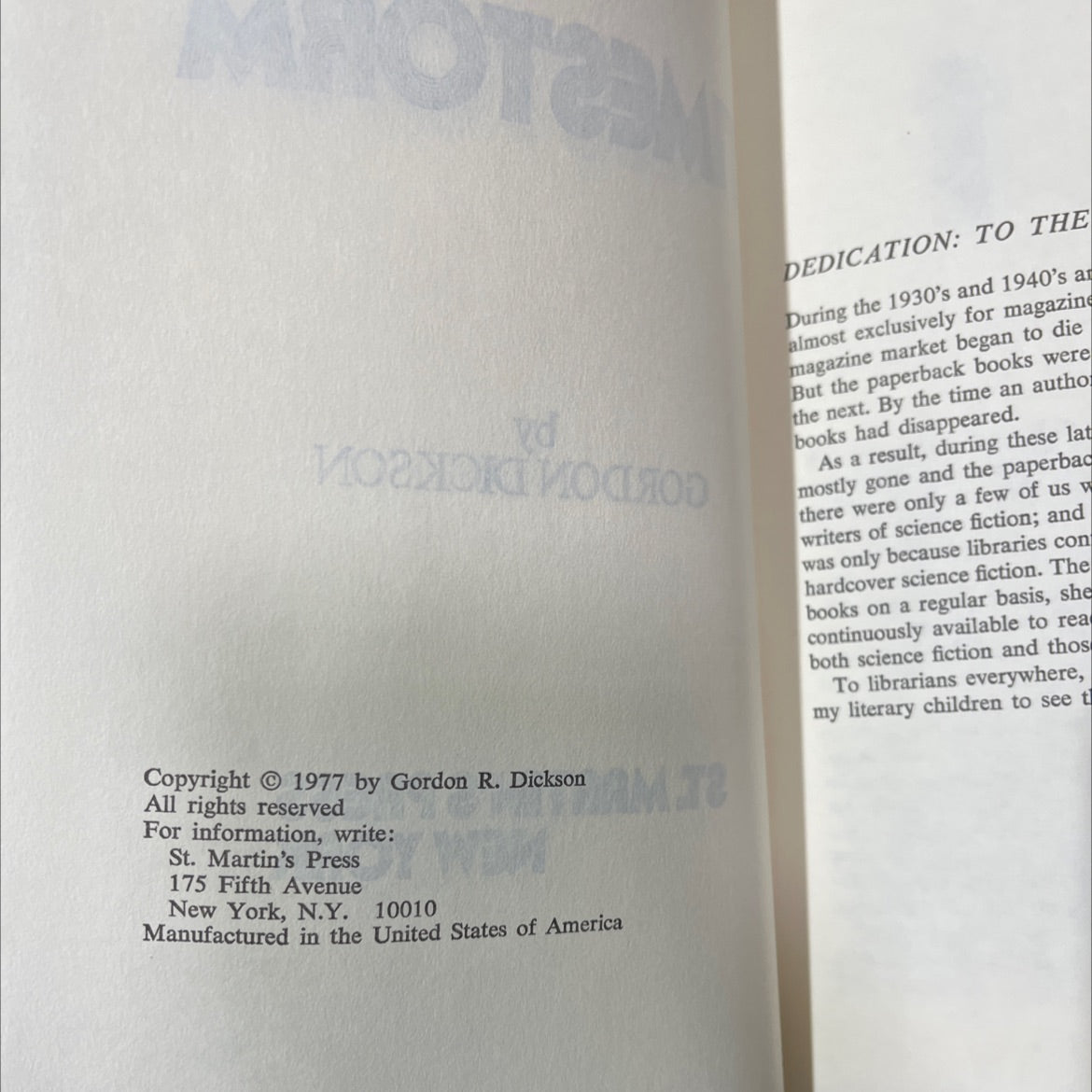 timestorm to the librarians book, by gordon dickson, 1977 Hardcover image 3