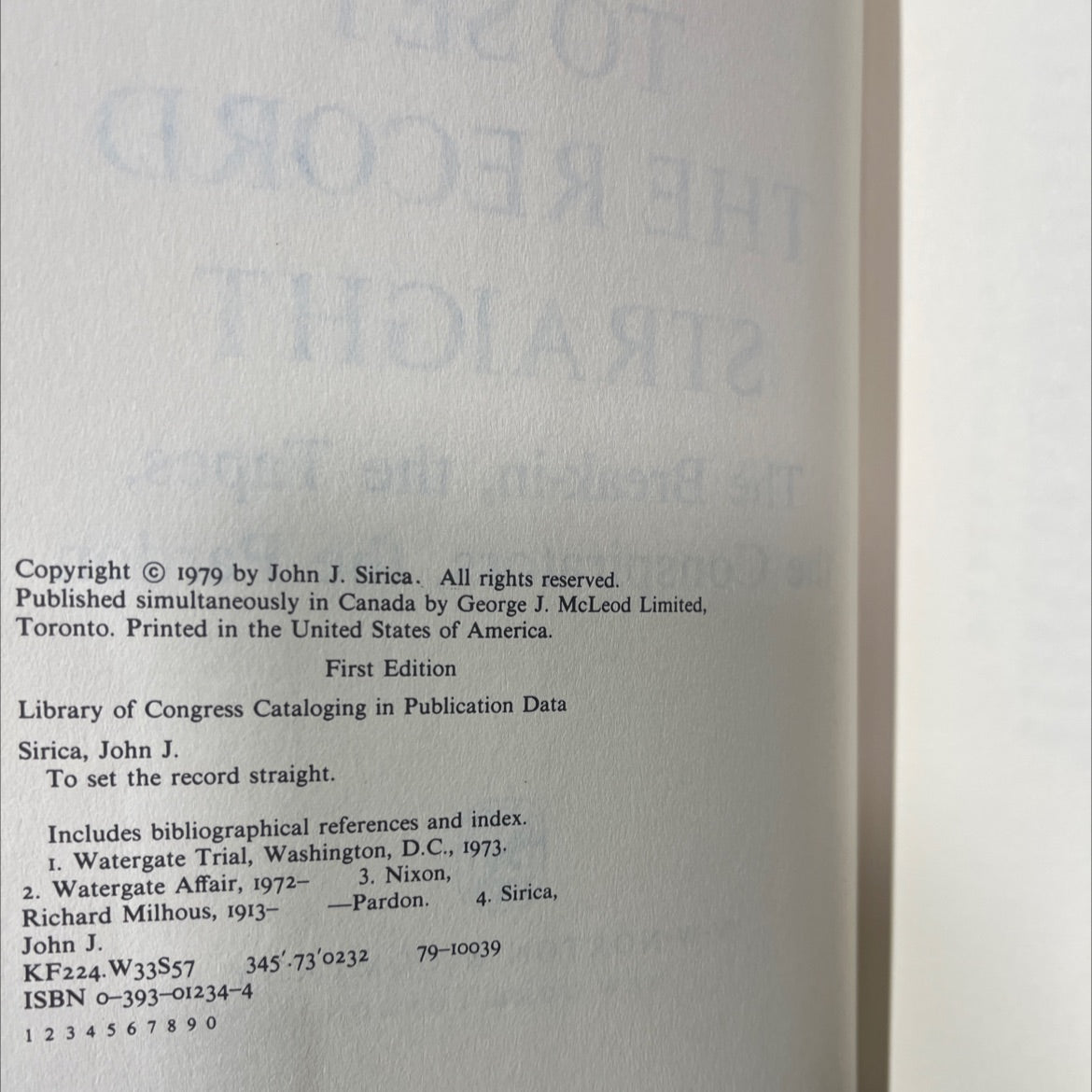 to set the record straight book, by John J. Sirica, 1979 Hardcover image 3