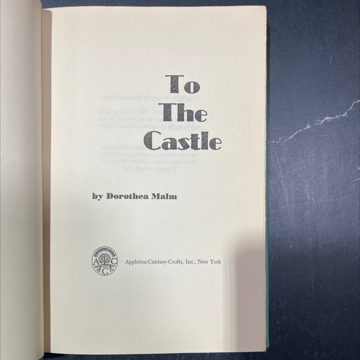 to the castle book, by dorothea malm, 1957 Hardcover image 2