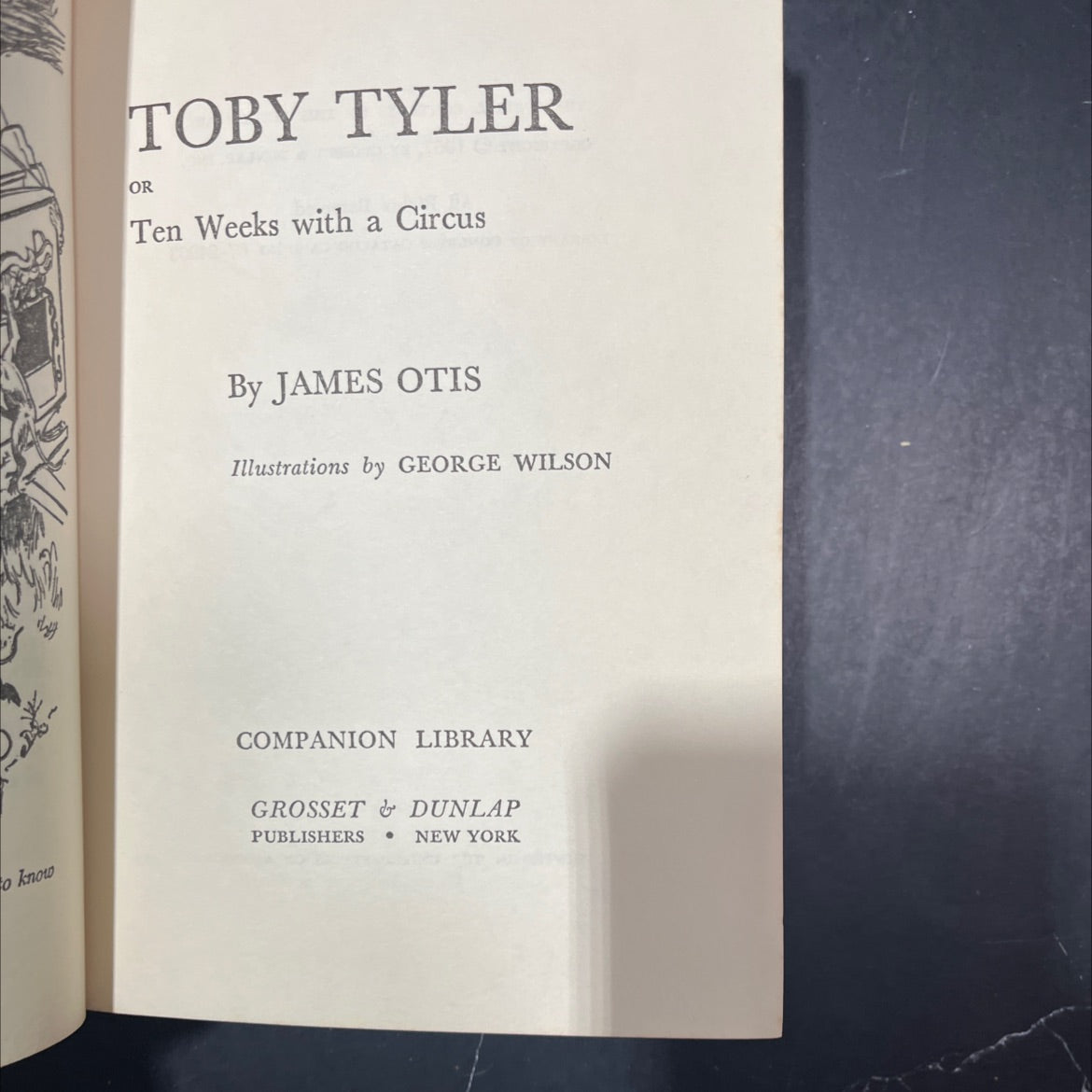 toby tyler or ten weeks with a circus book, by james otis, 1967 Hardcover image 2