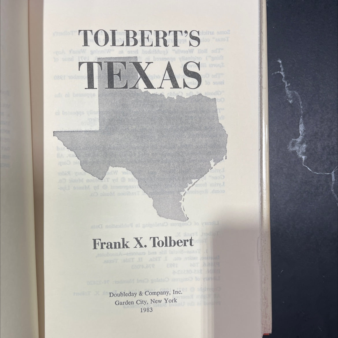 tolbert's texas book, by Frank X. Tolbert, 1983 Hardcover image 2