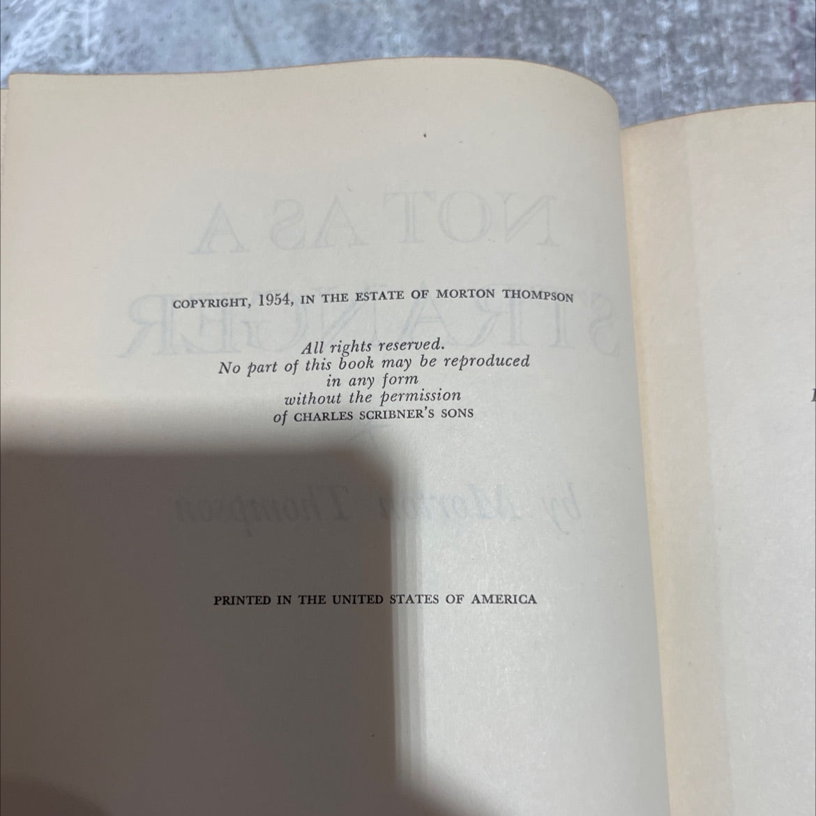 tom not as a stranger book, by morton thompson, 1954 Hardcover image 3