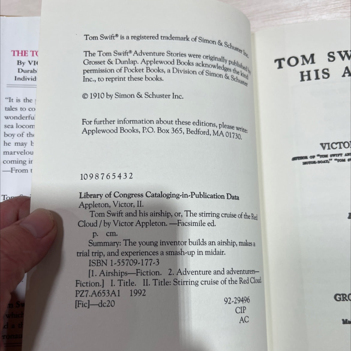 tom swift and his airship or the stirring cruise of the red cloud book, by victor appleton, 1992 Hardcover image 3