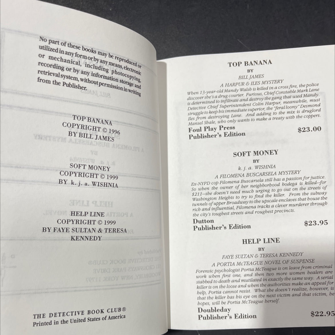 top banana book, by bill james, 1996 Hardcover image 3