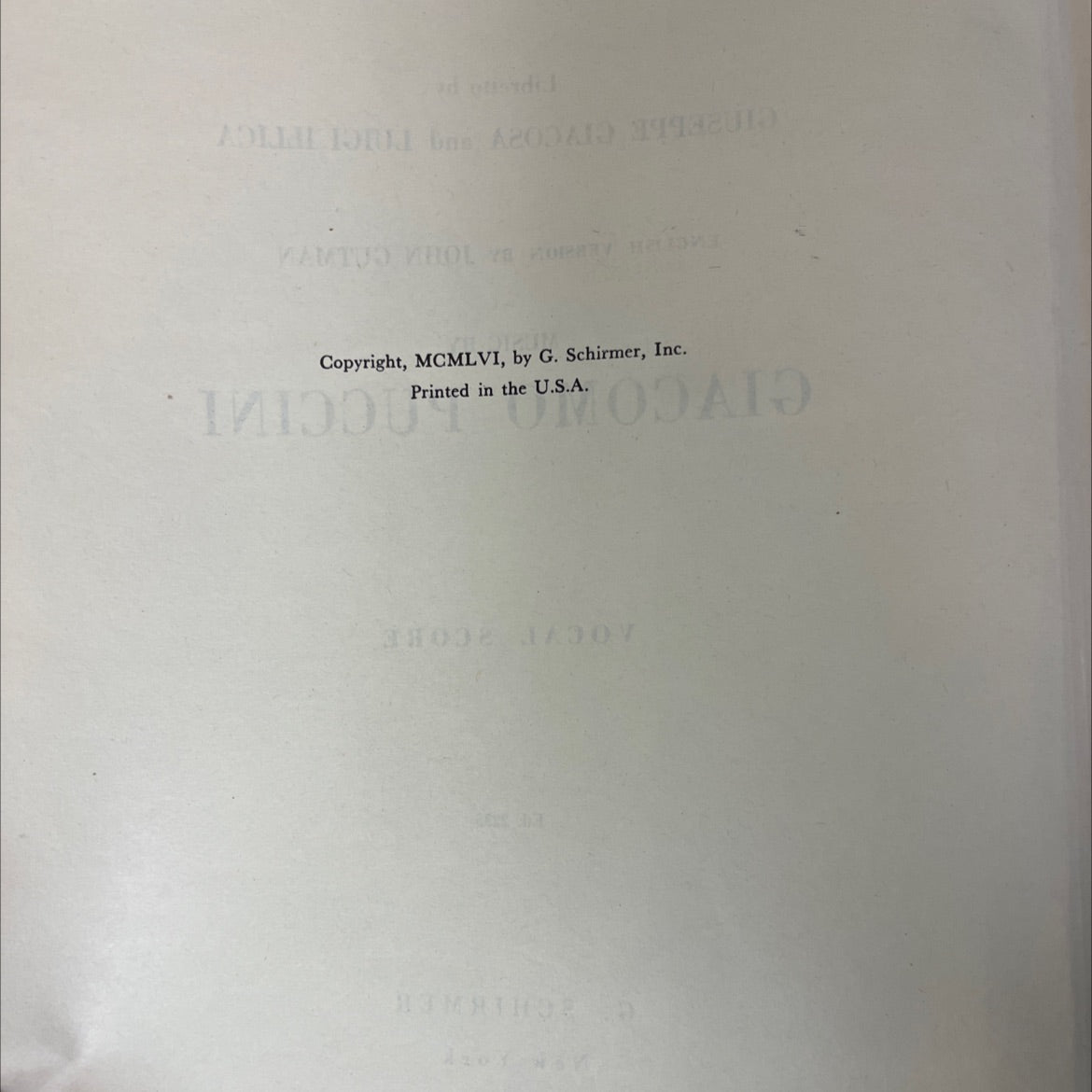 tosca opera in three acts book, by giacomo puccini, 1956 Hardcover, Vintage image 3