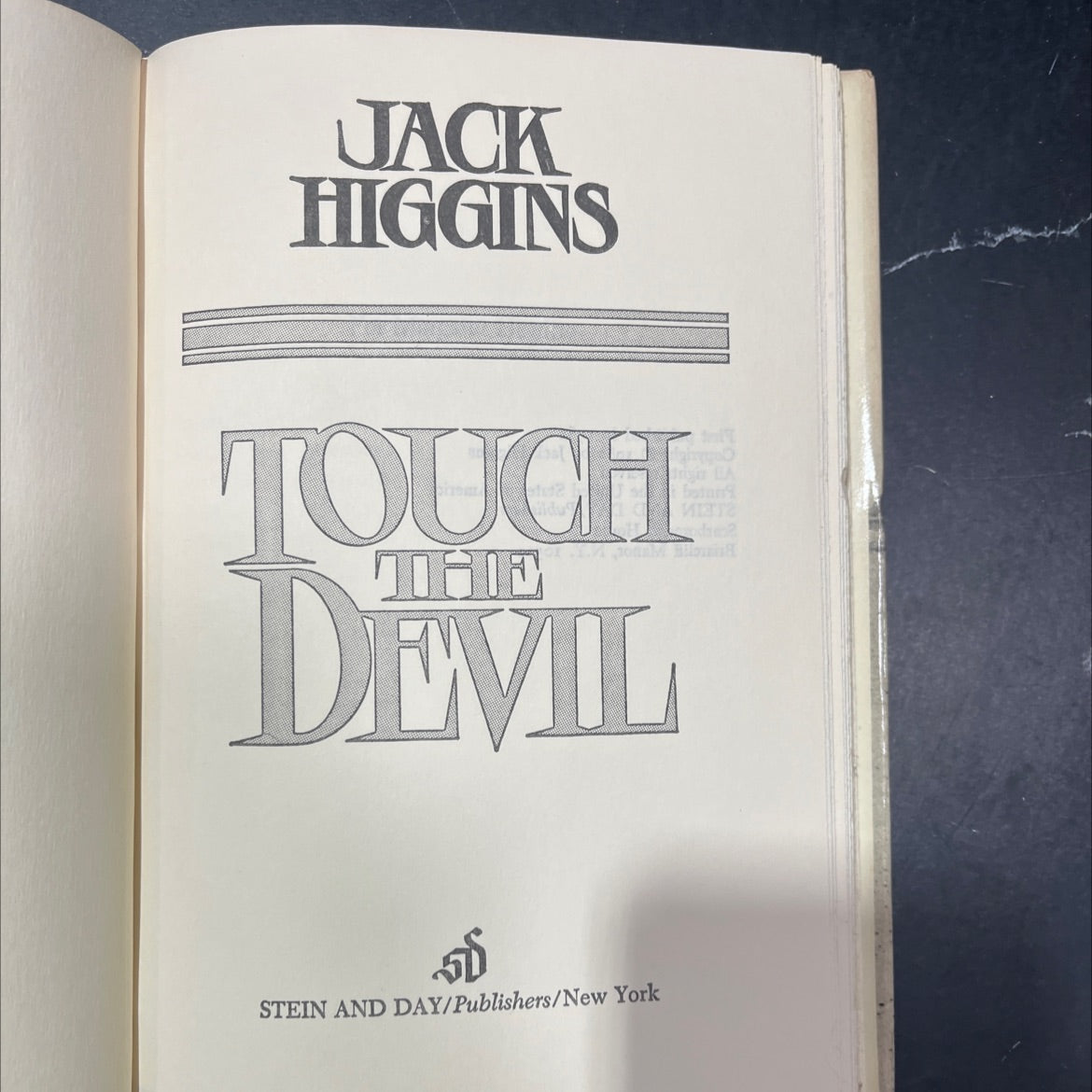 touch the devil book, by jack higgins, 1982 Hardcover image 2