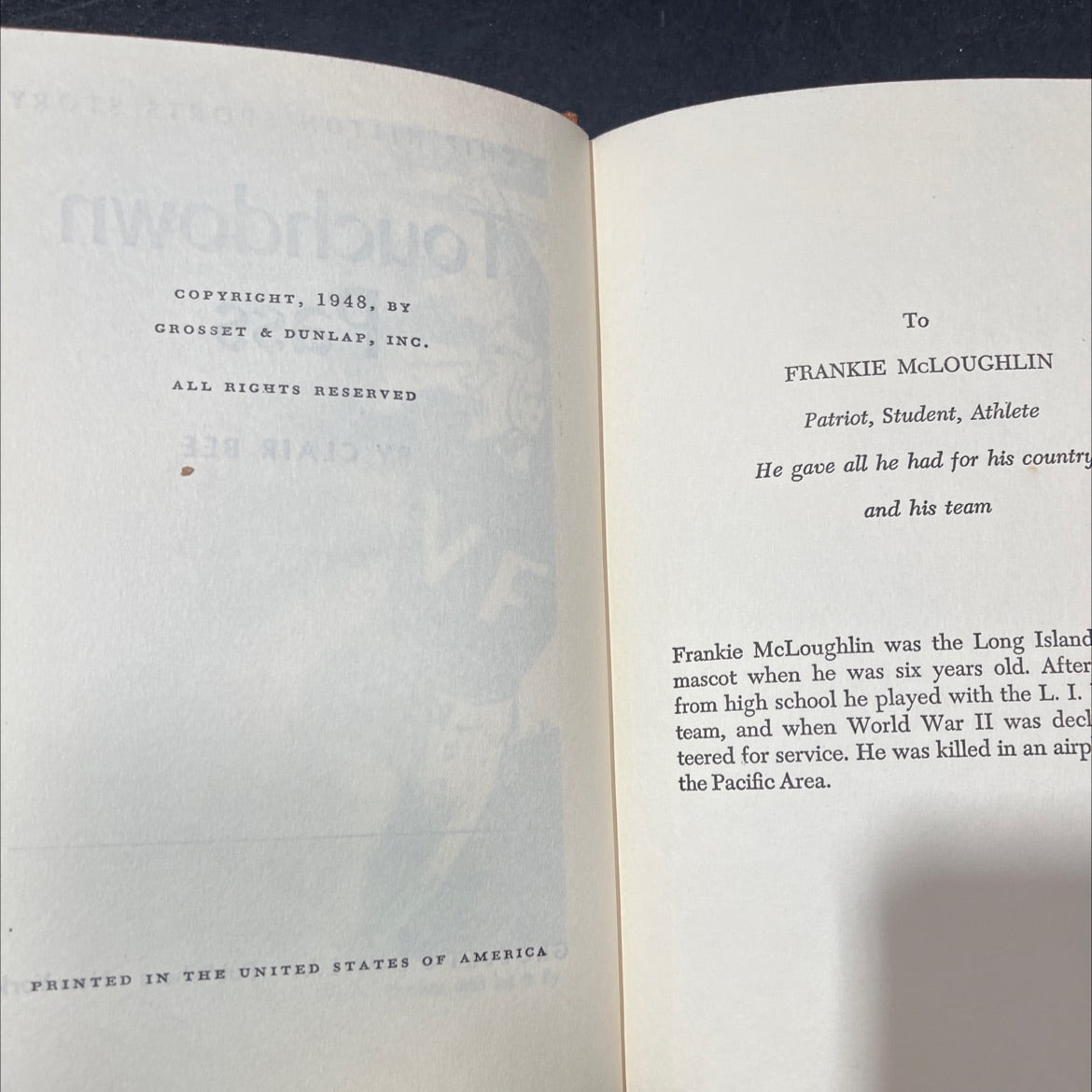 touchdown pass book, by clair bee, 1948 Hardcover image 3