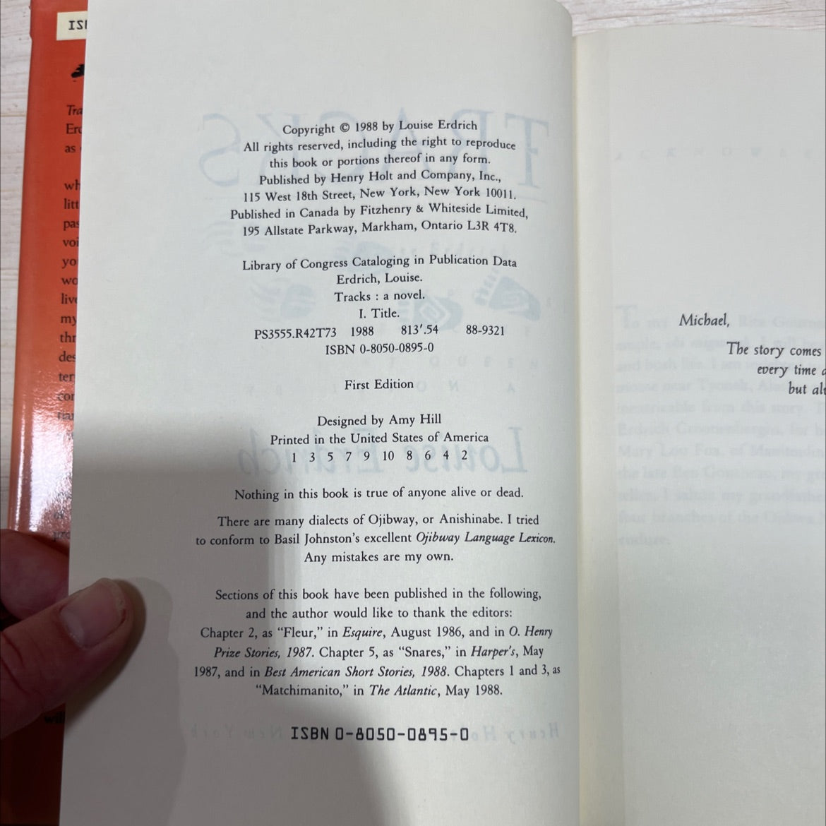 tracks book, by Louise Erdrich, 1988 Hardcover image 3